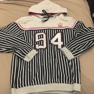 Women's Black and White Stripe Hoodie